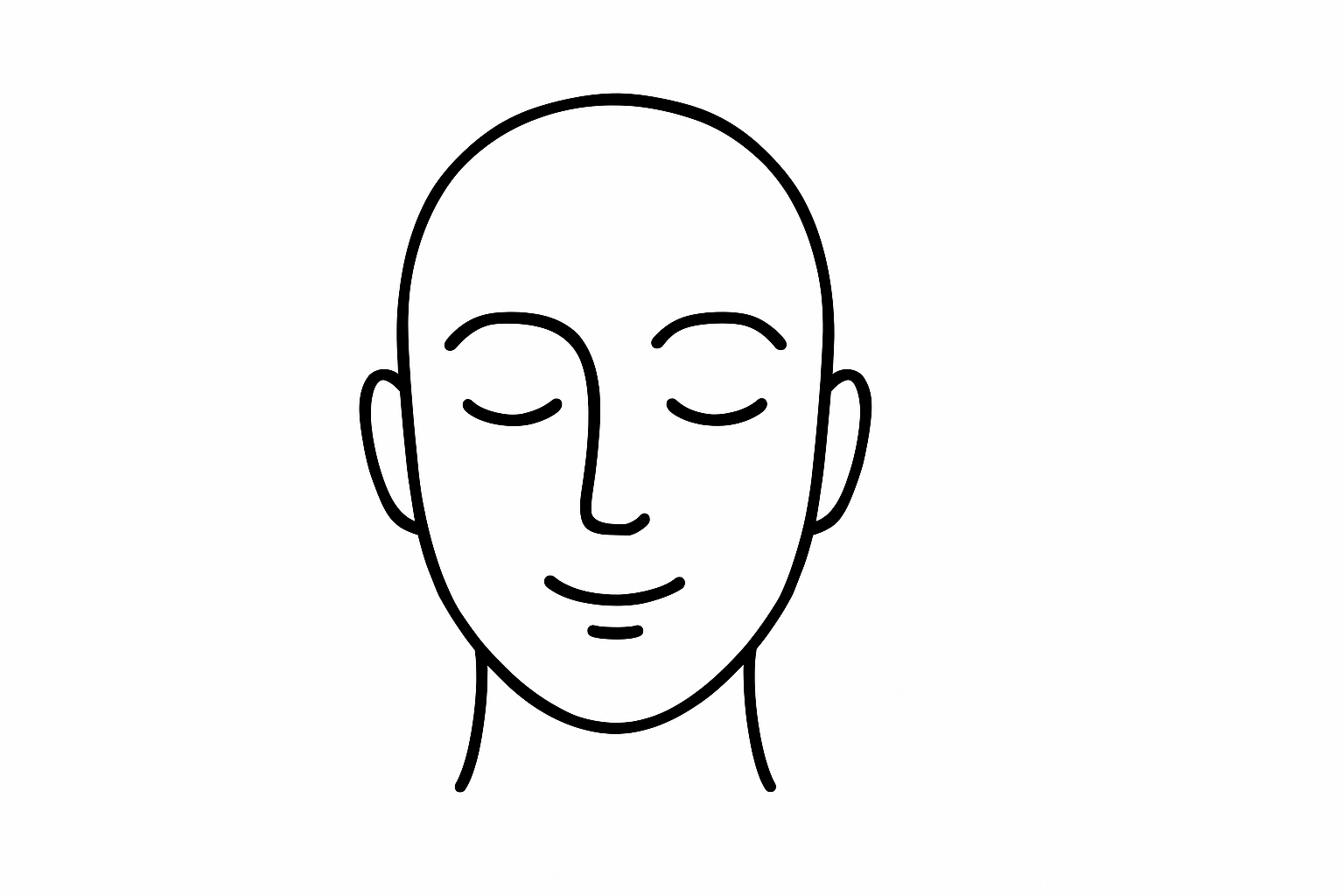 Icône visage apaisé
 Un visage humain vu de face, yeux fermés, avec une expression calme et détendue. Style dessin au trait simple.
Le tour sur 4320 de largeur et 2160 de hauteur